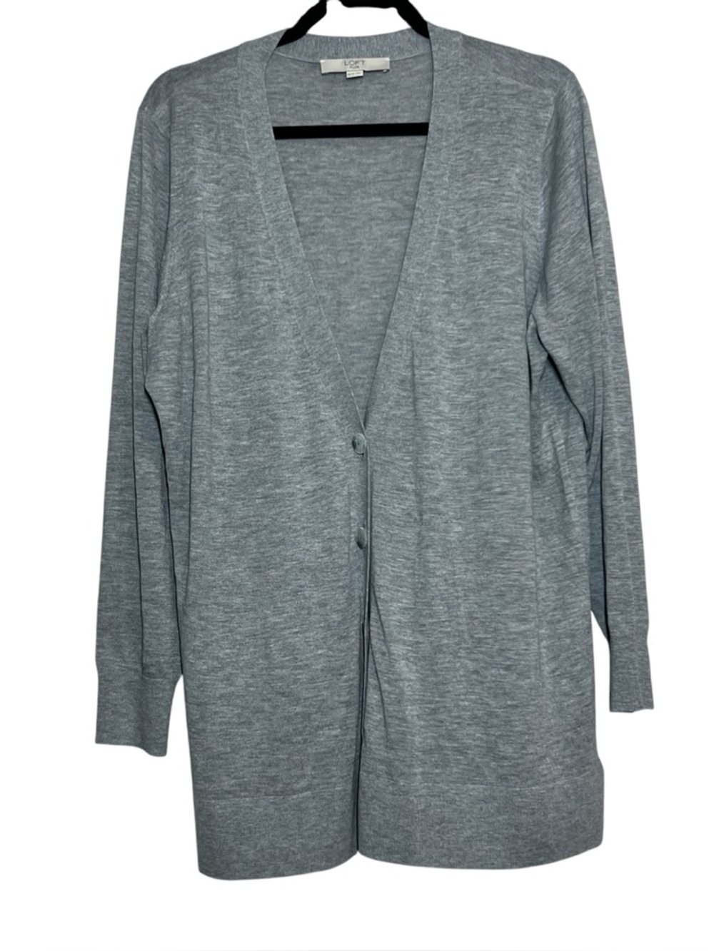 Loft Plus Cardigan Gray Lightweight Button Up Sweater Career Academia Size 16/18